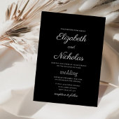 Invitation mariage calligraphique classique noir et blanc