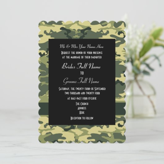 Invitation Mariage camo de l'armée (Debout devant)
