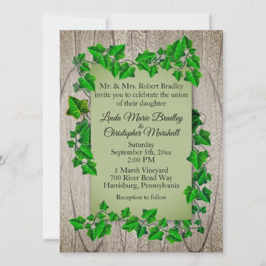 Invitation mariage campagnard (Devant)