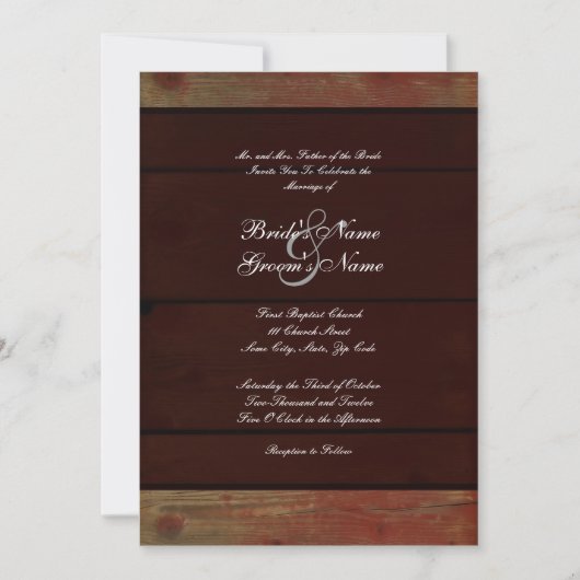 Invitation Mariage campagnard (Devant)