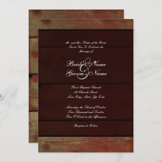 Invitation Mariage campagnard (Devant / Derrière)