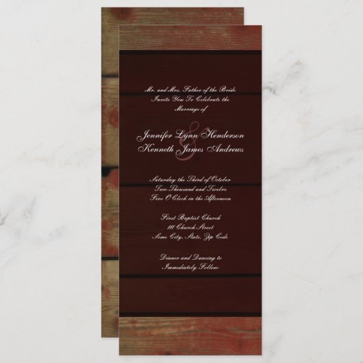 Invitation Mariage campagnard (Devant / Derrière)