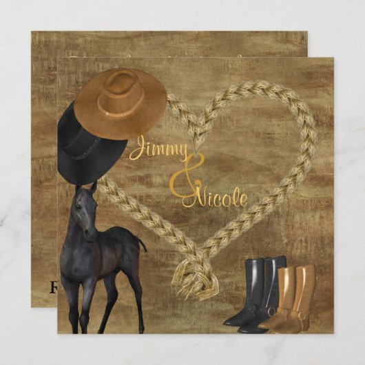 INVITATION mariage campagnard (Devant / Derrière)