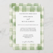 Invitation Mariage campagnard à rayures de crème verte (Devant / Derrière)
