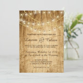 Invitation mariage campagnard avec lumières à cord (Debout devant)