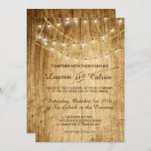 Invitation mariage campagnard avec lumières à cord (Devant / Derrière)