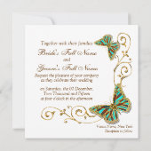 Invitation Mariage campagnard blanc d'or d'aqua (Dos)