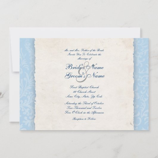 Invitation Mariage campagnard bleu (Devant)