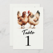 Invitation Mariage campagnard Brown de poulets Numéro de tabl (Devant / Derrière)
