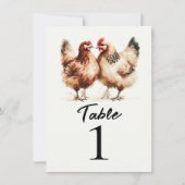 Invitation Mariage campagnard Brown de poulets Numéro de tabl (Dos)