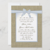 Invitation Mariage campagnard Burlap et Blue Bow (Devant)