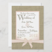 Invitation Mariage campagnard Burlap et Bow Blush (Devant)