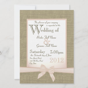 Invitation Mariage campagnard Burlap et Bow Blush