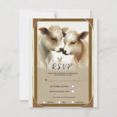 Invitation Mariage campagnard Crème Brown d'amour de la vache (Devant)