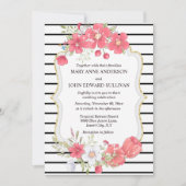 Invitation Mariage campagnard d'aquarelle fleur sauvage rose (Devant)