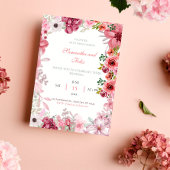 Invitation Mariage campagnard d'aquarelle rose
