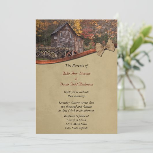 Invitation Mariage campagnard d'automne (Debout devant)