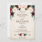 Invitation Mariage campagnard de Boho Rustique Floral de la m (Devant)
