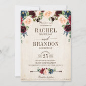Invitation Mariage campagnard de Boho Rustique Floral de la m (Devant)