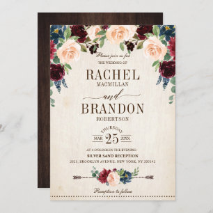 Invitation Mariage campagnard de Boho Rustique Floral de la m