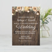 Invitation Mariage campagnard de bois d'Oiseau Tan (Debout devant)