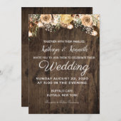 Invitation Mariage campagnard de bois d'Oiseau Tan (Devant / Derrière)