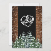 Invitation Mariage campagnard de bois et forêt de neige noire (Dos)