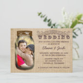 Invitation Mariage campagnard de Burlap rustique Mason Jar (Debout devant)