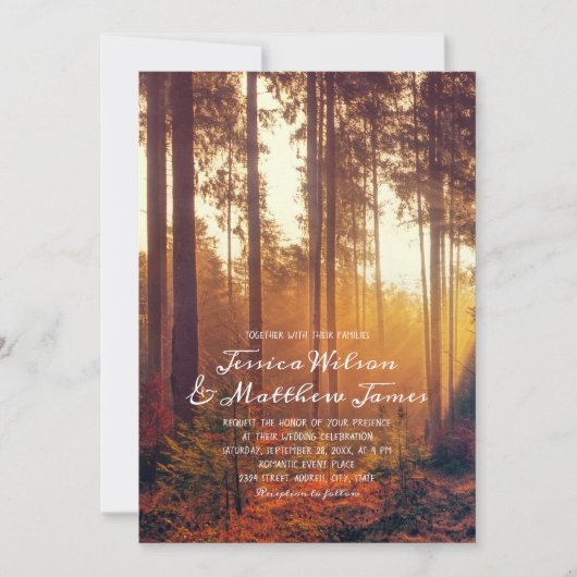 Invitation Mariage campagnard de couleurs d'automne rustique (Devant)