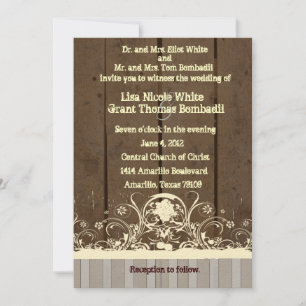 Invitation Mariage campagnard de dentelle en bois