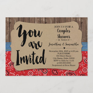 Invitation mariage campagnard de douche pour les couples occi
