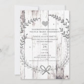Invitation Mariage campagnard de ferme rustique en bois blanc (Devant)
