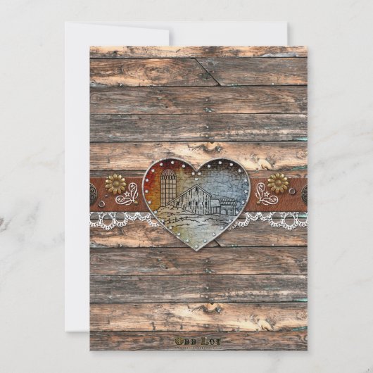 Invitation Mariage campagnard de grange rustique (Dos)