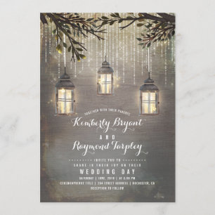 Invitation Mariage campagnard de lanternes rustiques