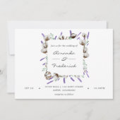 Invitation Mariage campagnard de lavande de coton d'aquarelle (Devant)
