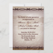 Invitation mariage campagnard de l'Ouest en fil barbelé (Dos)