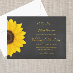 Invitation mariage campagnard de tableau de tournesol rustiqu
