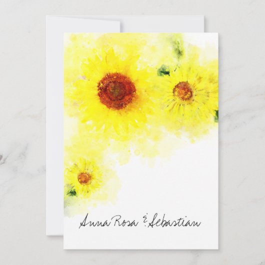 Invitation *~* Mariage campagnard de tournesol rustique jaune (Devant)