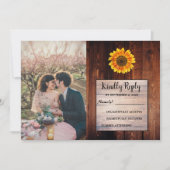 Invitation Mariage campagnard de tournesol rustique RSVP (Devant)