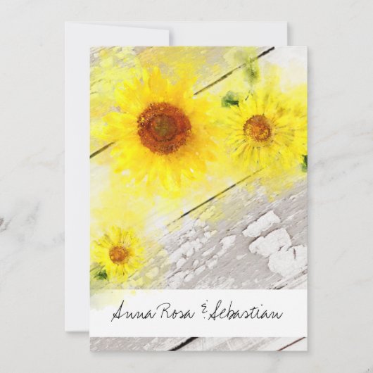 Invitation *~* Mariage campagnard de tournesol Vintage rustiq (Devant)