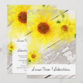 Invitation *~* Mariage campagnard de tournesol Vintage rustiq (Devant / Derrière)
