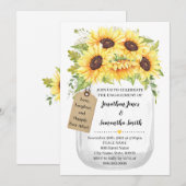 Invitation mariage campagnard de tournesols de bocal Fiançail (Devant / Derrière)