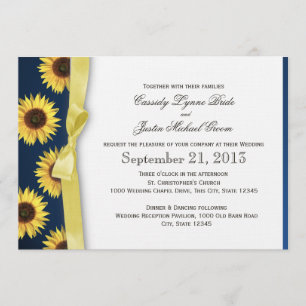 Invitation Mariage campagnard de tournesols et de rubans