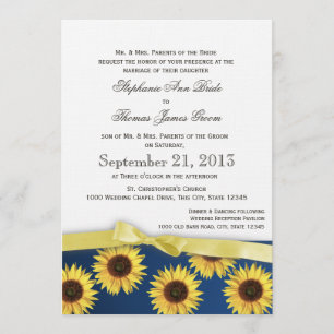 Invitation Mariage campagnard de tournesols et de rubans