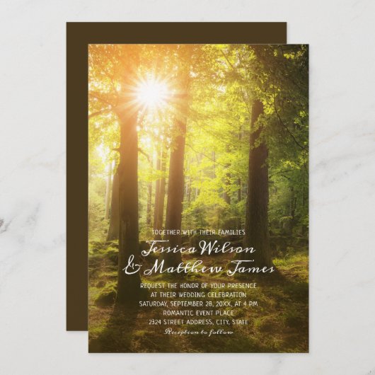 Invitation Mariage campagnard de verdure de la forêt rustique (Devant / Derrière)
