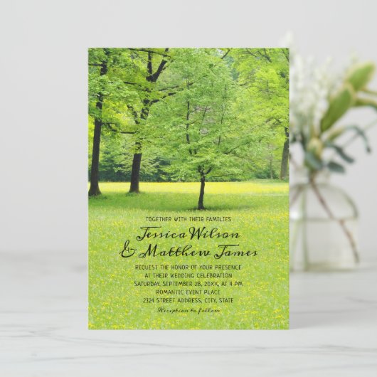 Invitation Mariage campagnard de verdure de l'arbre de printe (Debout devant)