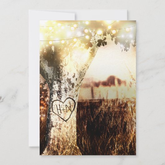 Invitation Mariage campagnard d'éclairage rustique de l'arbre (Dos)