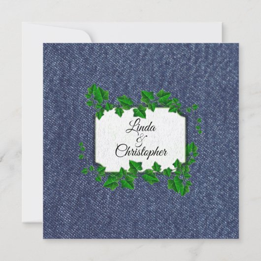 Invitation Mariage campagnard Denim 5,25 po x 5,25 (Dos)
