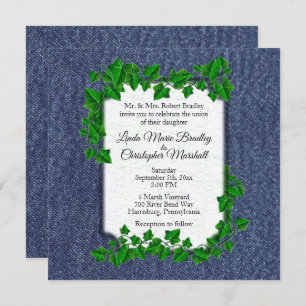Invitation Mariage campagnard Denim 5,25 po x 5,25