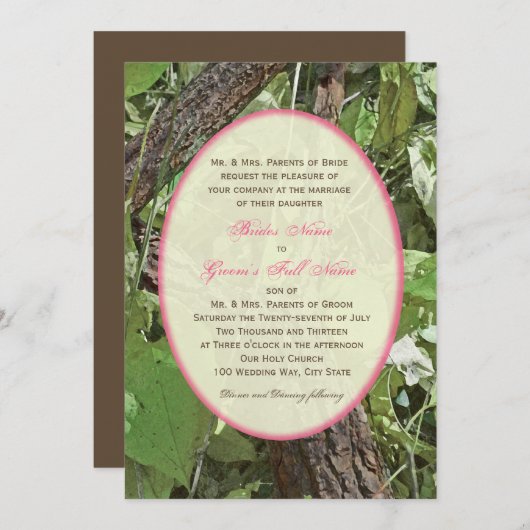 Invitation Mariage campagnard des bois (Devant / Derrière)